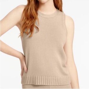 Splendid Large Tank Knit Sweater Carmella in Latte Sleeveless tan khaki NWT